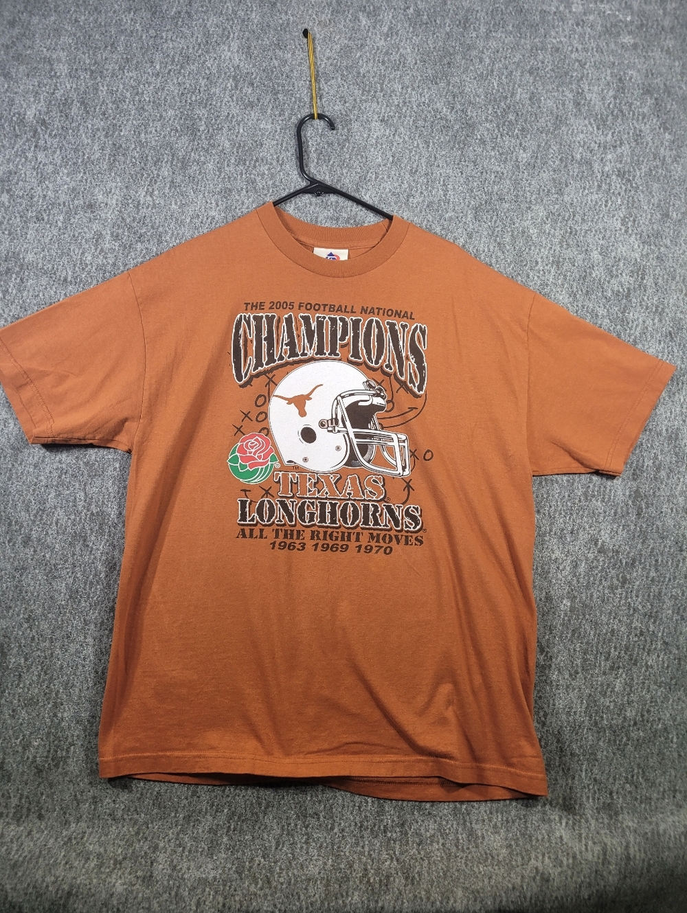 Vintage 2005 Texas Longhorns National Champions T Shirt Mens XL Burnt Orange Y2K